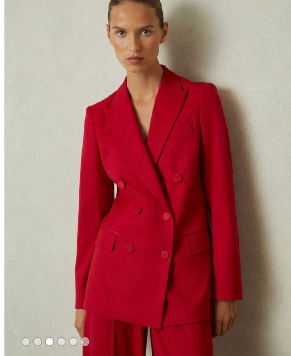 Reiss women's Anna blazer 6P red double breasted $490 formal tux power dressing